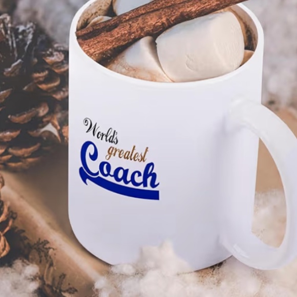 Chic Nation White Mug with Blue and Gold Accents
